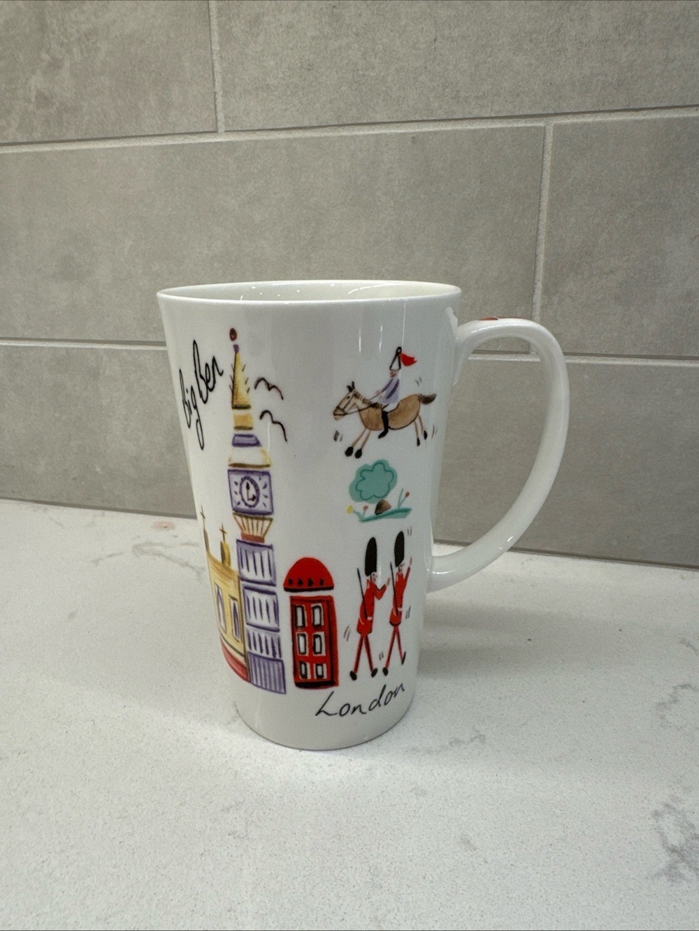 James Sadler London Illustrated White Ceramic Coffee Mug 5.5”
